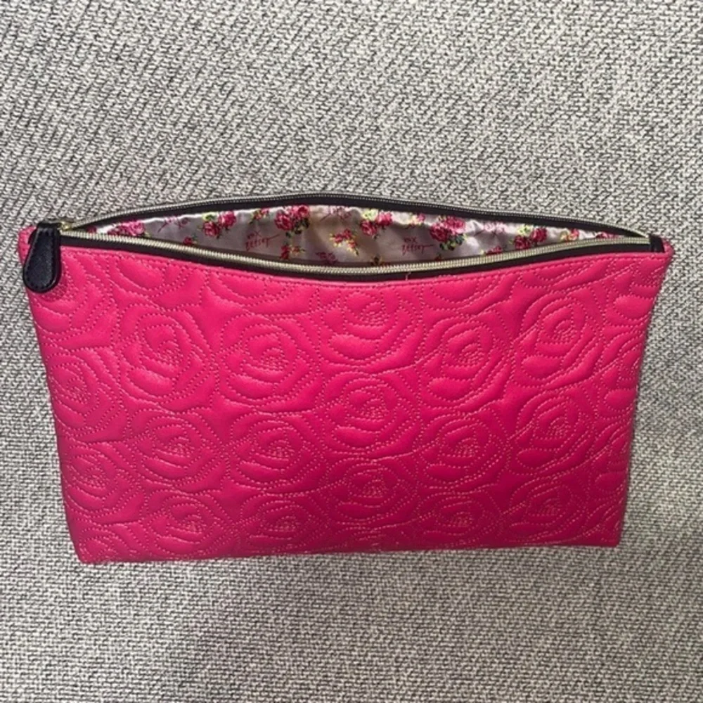 Betsey Johnson Pink Floral Embossed Laptop Bag